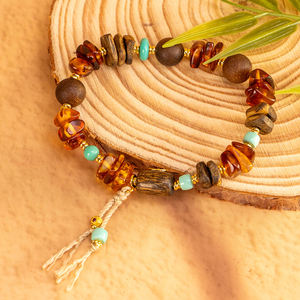 Pulsera de Cuentas de Madera de Agar y Cera de Abeja Reiki Clásica de Alta Calidad en Oferta, con Piedras Curativas para Regalos - Product Image 1