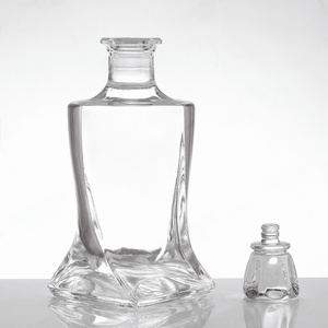 Chất lượng cao vuông rỗng Flint Glass rượu <span class=keywords><strong>Wine</strong></span> Bottle 250ml 500ml 750ml nút chai Stopper với kính phẳng nắp cho Tequila Brandy - Product Image 2