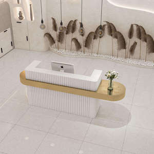 Sincoo Modern <b>Small</b> Metal Solid Wood Gold-plated Cash Beauty Salon bar Reception <b>Desk</b> Color Can Be Customize Front <b>Desk</b> - Product Image 6