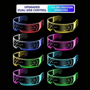 Led Light up Glasses Seven Color Sci Fi Style Oversized Black Acrylic Performance <b>Eyewear</b> Summer 2026 for Party Bar DJ - Product Image 3