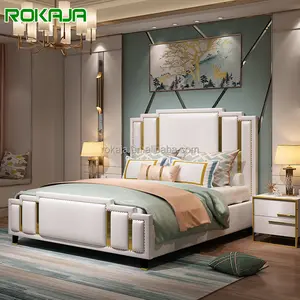 Роскошные кровати в американском стиле, набор мебели для спальни, наборы для спальни в отеле Foshan, 1,8 м, из искусственной кожи, с основной кроватью для хранения