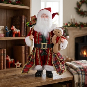 Statue de Père Noël rustique à carreaux écossais pour centre de table de Noël, pièce unique pour la décoration de bureau - Product Image 1
