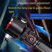 Linterna LED de Alta Potencia con Láser y Lámpara Lateral SMD, Recargable Tipo-C, Impermeable, de Aleación de Aluminio, Multifuncional, para Emergencias