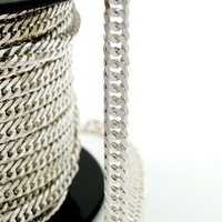 Vente en gros de chaînes à double maillon en argent sterling 925 véritable, en rouleau, pour la fabrication de colliers et de bracelets