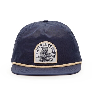 Gorras de Béisbol Personalizadas de 5 Paneles con Parche Tejido, Estilo Desestructurado, Color Azul Marino, Cierre a Presión, con Cuerda de Nailon - Product Image 2