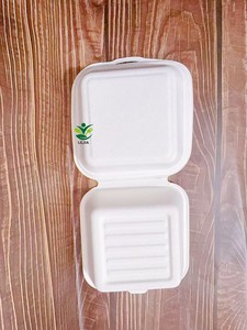 100% 생분해성 6인치 사탕수수 바가스 패스트푸드 포장 버거 레스토랑 클램쉘 - Product Image 4