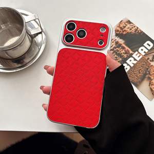 Funda para iPhone 17 Pro Max, elegante textura de cuero con rombos, ventana grande, cobertura total, a prueba de golpes - Product Image 1