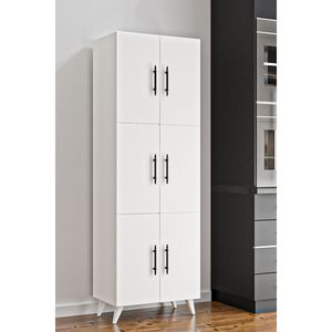 Moderno Armario de Cocina Blanco de 6 Puertas, Multiusos, con 6 Estantes, para Almacenamiento en el Baño - Product Image 3