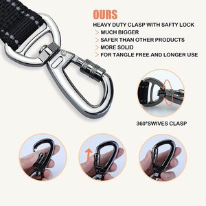Correa para perro manos libres, correa para perro con asa acolchada doble fuerte de 6 pies con hebilla para cinturón de seguridad de coche - Product Image 6