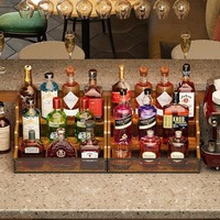 Muebles de barra de madera Retro personalizados, estante de almacenamiento independiente moderno para el hogar para exhibición de jarabe de whisky, estante de licor de encimera