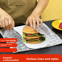 Papier d'emballage pour sandwich en aluminium anti-graisse avec logo personnalisé, faible MOQ, pour restaurants, hamburgers, pains, personnalisation rapide