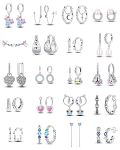 <span class=keywords><strong>Pendientes</strong></span> de Plata 925 con Circonitas en Forma de Corazón y Mariposa, Elegantes y de Alta Gama, para Mujer, Aptos para Ventas Transfronterizas en Europa - Product Image 1