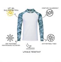 Kaus hoodie memancing pria, kinerja sublimasi, baju perlindungan memancing cepat kering