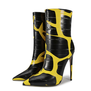 Botines Cortos de Tacón Alto con Punta en Pico y Cierre Lateral para Mujer, Estilo Sexy y Artístico - Product Image 4