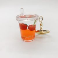 Porte-clés en acrylique en gros avec bulle de thé flottante et logo personnalisé imprimé pour cadeaux souvenirs de marque