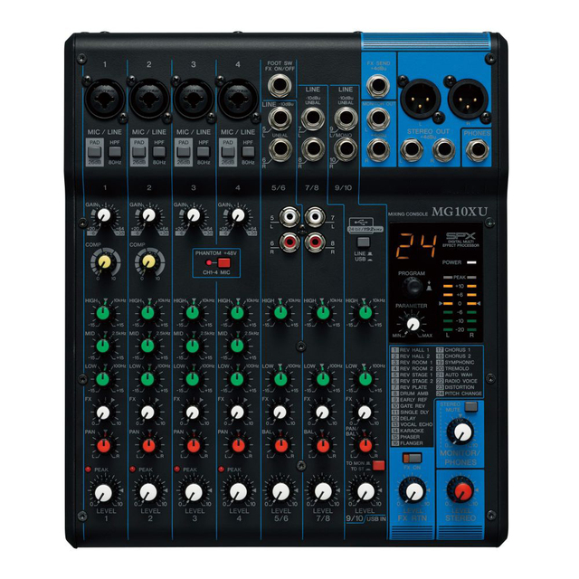 MG10XU 10-Channel Professional Audio Mixer for Karaoke DJ Video & Lighting with Digital Effects Processor