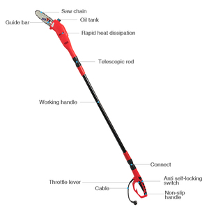 Tractor de ramas de árbol de 4 <span class=keywords><strong>metros</strong></span> montado en <span class=keywords><strong>poste</strong></span> de largo alcance, sierra de cadena eléctrica telescópica para exteriores - Product Image 1