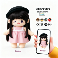 Poupées en coton personnalisées à cheveux longs noirs, belles et élégantes, vente directe d'usine, jouets en peluche personnalisés en tissu doux