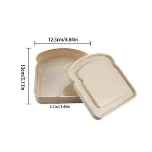Boîte à lunch portable en fibre de bambou en forme de toast avec couvercle, boîte à sandwich pour pain grillé, boîte à bento grande capacité pour cuisine, pique-nique en plein air - Product Image 6