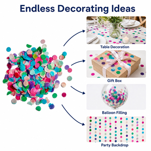 Confettis en papier de soie de couleurs mélangées en gros pour la décoration de fête, mariage, anniversaire, décoration de <span class=keywords><strong>table</strong></span> - Product Image 5