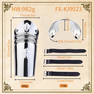 FX-KJ9023 Brazaletes de Acero Inoxidable con Cinturón de Cuero Ajustable para Hombre y Mujer, Juego de Esclavos, Armadura Metálica Protectora para Brazos, Juguetes Fetichistas - Product Image 6