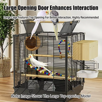 Cage à oiseaux carrée en métal standard de 18 pouces avec dessus ouvert interactif, grande cage à perroquets, volière moderne noire pour calopsites