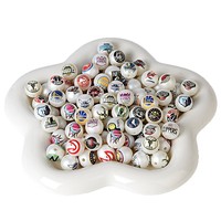Perles rondes en acrylique mat blanc de 16 mm et 20 mm avec logo d'équipe sportive imprimé, en vrac, pour la fabrication de cordons de téléphone DIY et fournitures d'artisanat pour stylos