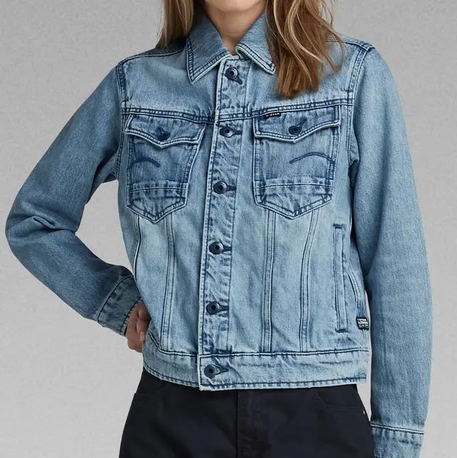 Crop Top Nieuw Design Casual Single Knoop Turn Down Fashion Kraag Denim Jack Voor Vrouwen