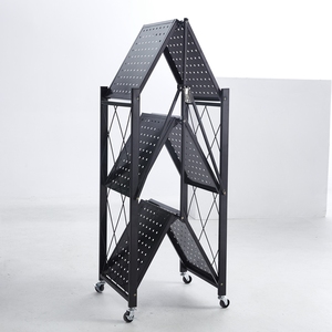 Nhà máy cung cấp trực tiếp kim loại gấp 3 lớp Chrome <span class=keywords><strong>Cube</strong></span> kệ lưu trữ có thể gập lại Rack với bánh xe di chuyển - Product Image 4