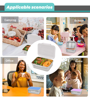 Boîte à lunch bento à 2 compartiments en acier inoxydable 304 + Tritan + silicone – Contenant portable pour préparation de repas et conservation des aliments frais