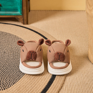 Ciabatte in lino da donna Creative adorabili sandali Fugu per interni casa con suola di lino spesse scarpe sandali con suola morbida - Product Image 5