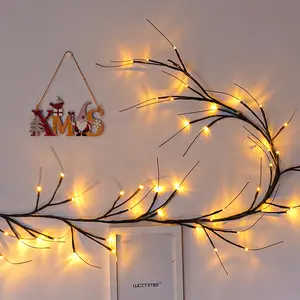 Navidad decoración del hogar Flexible DIY Willow Vine Cadena de luz blanco cálido Mini guirnalda de hadas para fiesta de vacaciones decoración del hogar