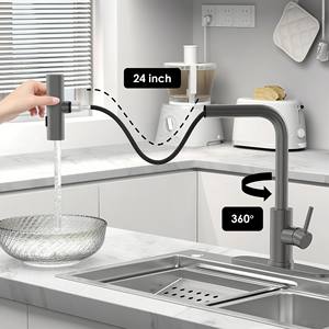 ก๊อกน้ำห้องครัวแบบดึงลงได้และหัวฉีด3ฟังก์ชันก๊อกน้ำห้องครัว - Product Image 3