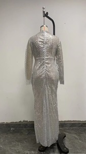 Vestido <span class=keywords><strong>de</strong></span> Noche Largo con Lentejuelas Plateadas y Hombros Descubiertos para Mujer Joven, Vestido <span class=keywords><strong>de</strong></span> <span class=keywords><strong>Fiesta</strong></span> Brillante - Product Image 5