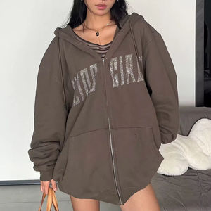 Sudadera de Felpa Personalizable de Fábrica, de Lana/Nailon, con Estampado de Leopardo, Cuello Redondo, Cierre Completo, con Logotipo de Cuentas, Informal, Tejida - Product Image 1