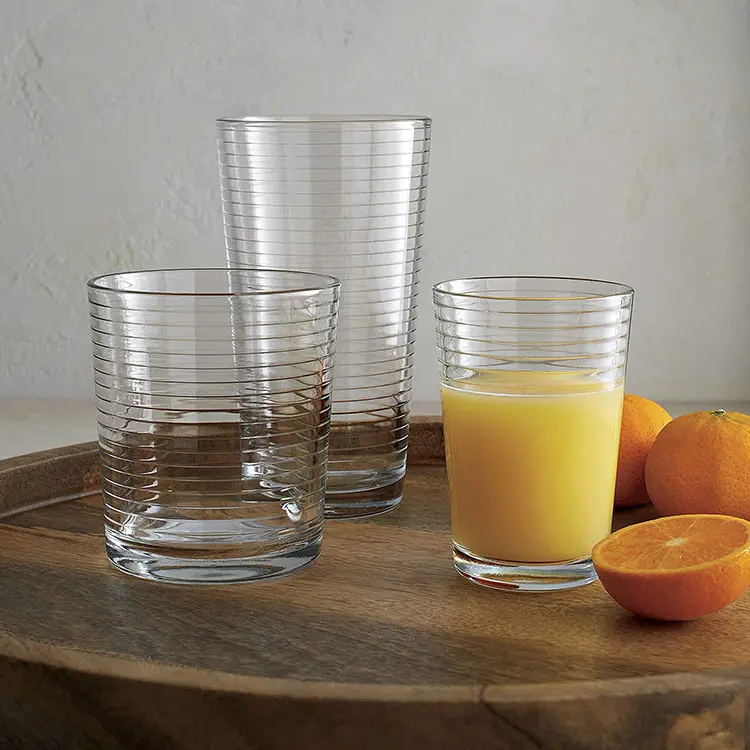 Straight-Sided Zware Voet Geribbelde Duurzaam Drinken Clear Bril Cups Omvat 8 Cooler Bril En 8 Rotsen Bril Glas tumbler