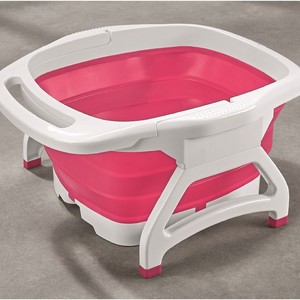 Portable Foldable Foot Bath Tub With Massage Rollers Red And Gray For Home Use - Product Image 2