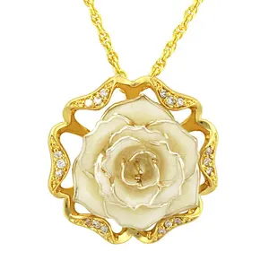 gifts woman's gold rose charming necklaces wholesale for birthday gift and Valentine's Day