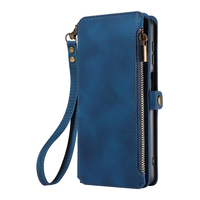 Dompet Kulit PU untuk Ponsel Samsung S23, 9 Slot Kartu + Kantong Koin Ber-resleting, Penyangga, Pemblokir RFID, 360 °   Perlindungan