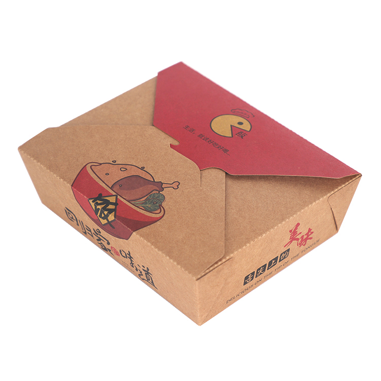 Disposable custom printed Kraft lunch food packaging take away paper box