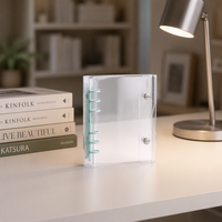 Protège-cahier A6 transparent en PVC à 6 anneaux avec bouton-pression, rechargeable, pour agenda et feuilles mobiles