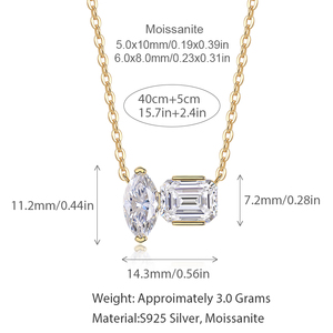 Wholesale 925 <strong>Silver</strong> Gold Plated VVS Marquise Stone and <strong>Emerald</strong> Moissanite Stone Setting <strong>Necklace</strong> Women Pendant <strong>Necklace</strong> - Product Image 5