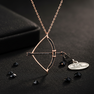 <b>Bow</b> and Arrow Black Zirconia Turkish Wholesale Handcrafted Silver Pendant 925 Silver Sterling - Product Image 3