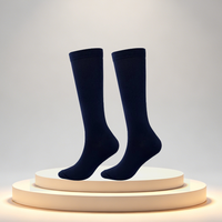 Chaussettes de compression en polyester montantes jusqu'au genou, avec logo personnalisé, côtelées unies, pour activités sportives en extérieur, randonnée, cyclisme