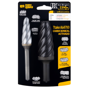 Fraise rotative conique à bout sphérique en carbure TTAKE Ab8700, diamètre 12,7 mm, longueur 32 mm, coupe Z3 pour perçage de métaux - Product Image 2