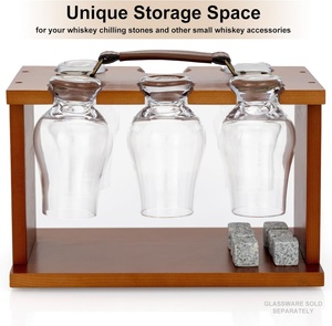 Porte-verres de dégustation de whisky en bois Compatible <span class=keywords><strong>Glencairn</strong></span> Verres à whisky Set 6 Verrerie Support de séchage Transporteur Bourbon Whisky - Product Image 2