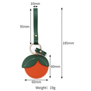3 Days Shipping Orange Shaped Keychain Wristband Faux Leather <b>Key</b> <b>Ring</b> with Card Holder Fashion <b>Bag</b> Pendant for Women Gift Idea - Product Image 3