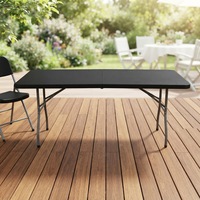 Table de repas pliante d'extérieur simple avec chaises, en plastique moulé par soufflage, table longue portable pour usage domestique et marché nocturne
