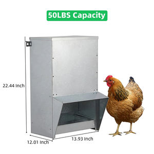 Jh-Mech Kippenvoeder Eenvoudig Bijvullen Met Een Te Openen Deksel, Duurzaam Gegalvaniseerd Kippenvoeder Buiten - Product Image 2