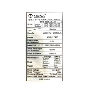 Aires Acondicionados Ghana Black 9000/12000/18000 BTU de Fábrica, Unidad de CA de Enfriamiento Dual, 220V 50Hz, 70% Ahorro de Energía, OEM, Montaje en Pared - Product Image 3
